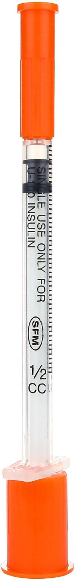 Шприц инсулиновый SFM U-100 - 0,5 мл (шаг 0,5 ед, игла 8 мм) №10